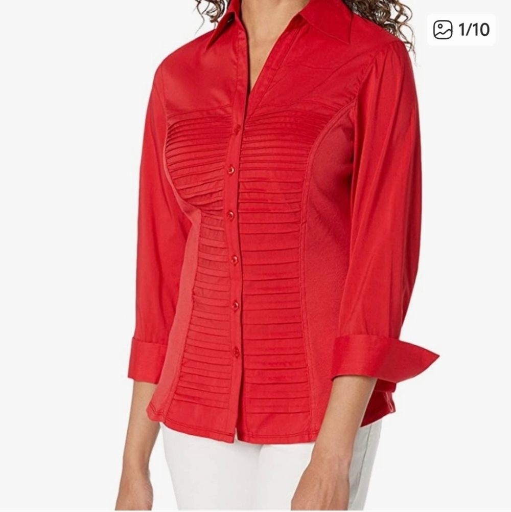 Listick Red Zac & Rachel Woman Button Down Tuxedo Front Shirt size 2X